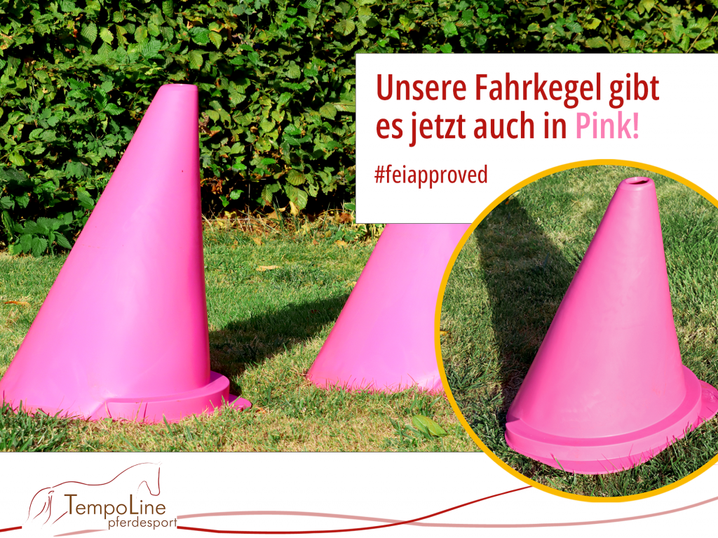 Bringe Sie etwas Farbe in den Fahrsport mit unseren patentierten Kegeln! Dieses Design ist die neuste Erweiterung unserer breiten Farbpalette. Neben der großen Auswahl haben unsere Kegel den zusätzlichen Vorteil einer patentierten Kegelspitze, die verhindert, dass Bälle auf der Kante der Kegel liegen bleiben. Dies sorgt für mehr Klarheit und Fairness im Sport. Selbstverständlich sind die Kegel von der FEI anerkannt.